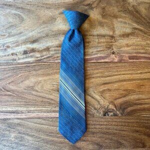 Children's Vintage 12-Inch Blue Striped Clip-On Tie